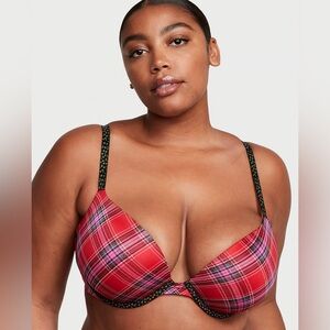 VS Red Plaid Sexy Tee Smooth Push-Up Bra Women’s 36 DD NWT